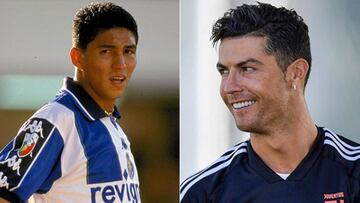 Imágenes de Mário Jardel en sus tiempos como futbolista del Porto y de Cristiano Ronaldo sonriendo durante un entrenamiento con la Juventus.