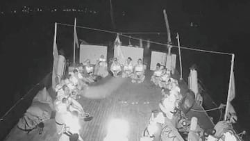 A screengrab from a live video footage shows crew members sitting in a circle aboard the Gaza-bound Alma vessel, part of the Global Sumud Flotilla, in this screengrab from a video released on October 1, 2025. Global Sumud Flotilla/Handout via REUTERS THIS IMAGE HAS BEEN SUPPLIED BY A THIRD PARTY. MANDATORY CREDIT. NO RESALES. NO ARCHIVES.