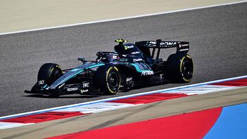 Mercedes' Italian driver Kimi Antonelli drives on the first day of the Formula One pre-season testing at the Bahrain International Circuit in Sakhir on February 18, 2026. (Photo by Giuseppe CACACE / AFP)