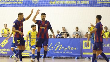 Pito y Matheus celebran un gol en la Copa del Rey de fútbol sala.