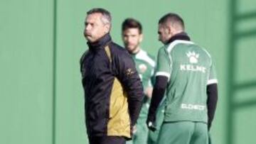 Fran Escribá, en el entrenamiento del miércoles.