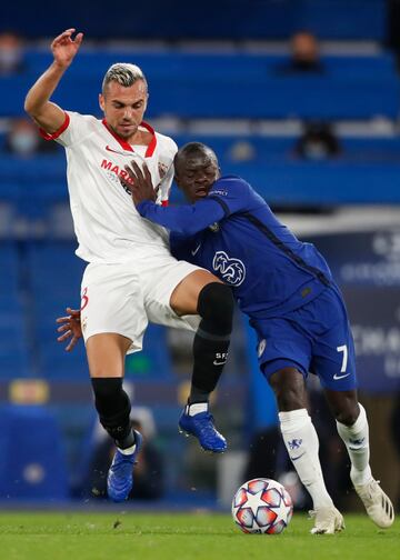 N'Golo Kante y Joan Jordán.