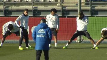 Ancelotti y Ramós, juntos en el entrenamiento en Valdebebas