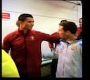 Así se saludaron Cristiano y Messi antes del amistoso