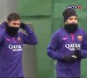 Messi volvió a sonreír en la práctica del Barcelona