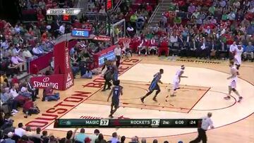 Oladipo (29) trata en vano de derribar el muro de Houston