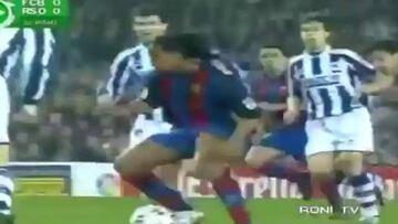 El mejor 'no gol' de Ronaldinho y su tiro libre ante la Real