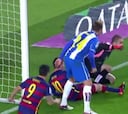 ¡Terrible pisotón de portero del Espanyol a Lionel Messi!