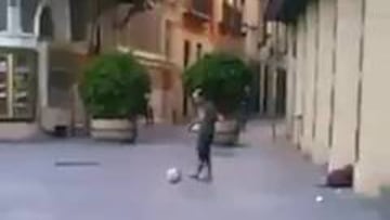 Freestyle footballer shows off slide-rule talents