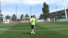 James warms up with stunning, training ground strike