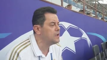 Tomás Roncero in the San Siro singing Madrid's Décima anthem