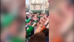 Irish fans serenade pretty French girl with "I love you baby"