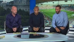 Thierry Henry reacts to Shearer and Lineker's handball jokes