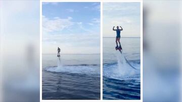 ¡Qué arte tiene Ramos! Ni se cae haciendo 'flyboard'