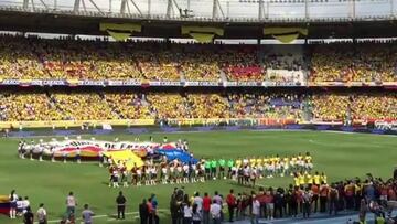 Así se entonó el himno de Colombia en el Metropolitano