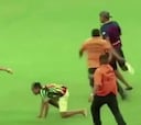 Pitch invaders tackle Neymar to ground at Brazil training