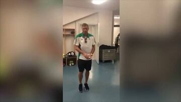 Real Betis goal scorer Joaquín shows off his dancing skills