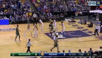 Esto es Antetokounmpo: reverso + mate y casi se da con el aro