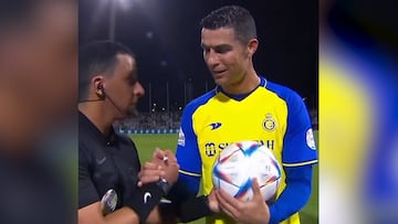 La extraña petición de Cristiano al árbitro tras hacer un póker de goles