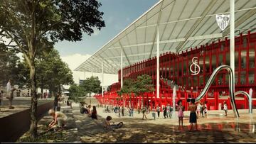 El nuevo Pizju¨¢n del Sevilla: un tejado distinto al resto de estadios modernos y un fondo como ¡®el muro¡¯ de Dortmund