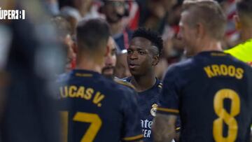 Vinicius siembra la polémica en Girona en plena tangana: “Tres goles para el Madrid...”