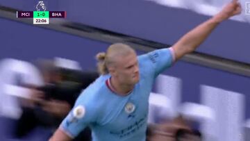 El portero en shock, un defensa volando...: lo de Haaland es una salvajada total