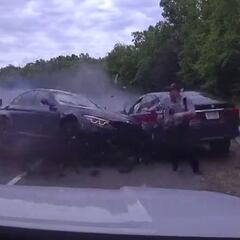 Milagro con mayúsculas: un joven pierde el control a 190km/h y vean cómo pasa a este policía