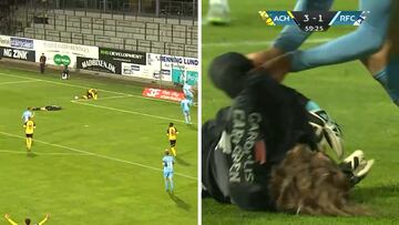 Susto en Dinamarca: el portero se queda inconsciente tras cometer penalti y tienen que socorrerle