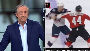La pelea de hockey que ha dejado en shock a Pedrerol y a todo el que lo ve... por la narraci¨®n de TV
