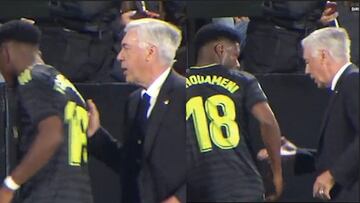 El enganchón entre Tchouameni y Ancelotti por este gesto: muy raro ver al italiano así...