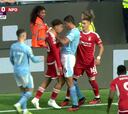 Roja directa a Rodri por agarrar del cuello al rival a los 25″ de poner el balón en juego