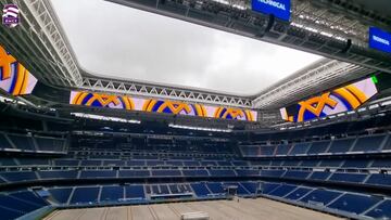 Las curvas del videomarcador 360º del Bernabéu empiezan a funcionar: atentos a la curiosidad que guardan al apagarse