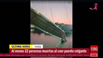 Las espeluznantes imágenes del puente colgante que se ha venido abajo: ha provocado al menos 81 muertos