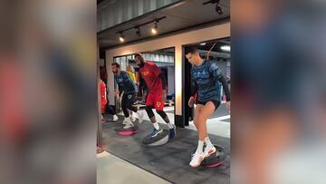 Cristiano junto a sus compañeros en el gimnasio y lo que sucede se ha hecho viral