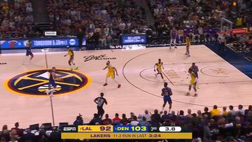 Breve ejemplo de cómo Jokic destrozó a los Lakers: quedaban 3.8″ cuando pasó campo