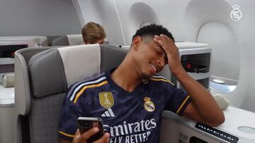 Decían que a Bellingham le iba a costar adaptarse: vean este vídeo en el avión rumbo a USA...