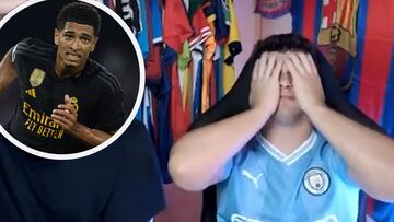 La desesperación de dos aficionados culés con el gol de Bellingham que se ha hecho viral