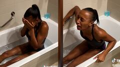 Gritos y mucho sufrimiento: Ana Peleteiro nos muestra cómo se recupera con hielo en la bañera