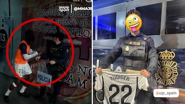 El momento viral en redes de Rüdiger con un policía
