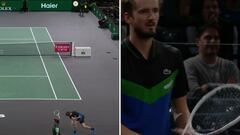 Medvedev destroza su raqueta y juega así los dos siguientes puntos con ella rota