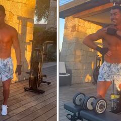 Los pasos de baile de Cristiano luciendo sus abdominales