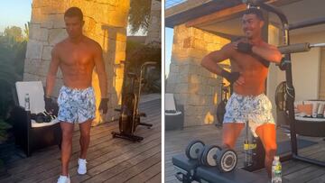 Los pasos de baile de Cristiano luciendo sus abdominales