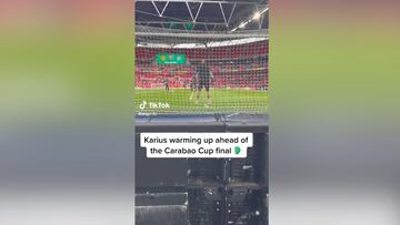 Volv¨ªa Karius a una final y ya solo en el calentamiento se hizo viral: tremendo lo que le pasa
