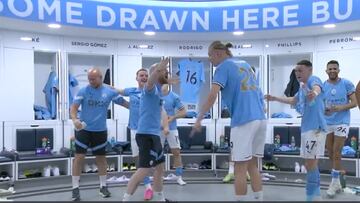 El vídeo de Haaland celebrando en el vestuario que es carne de memes: menudo tortazo