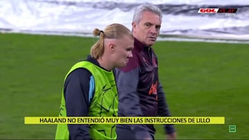 La reacci車n de Haaland cuando llega Lillo con toda la intensidad