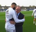 El saludo de Benzema con Florentino tras su operación