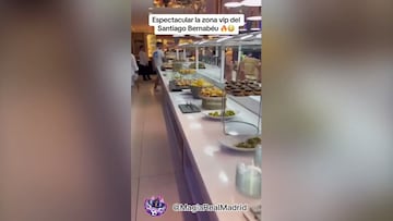 Graban el menú gourmet del palco VIP del Bernabéu en día de partido... no se pierdan el jamón y la paella