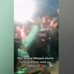 Lío en París: Mbappé, junto a un grupo ultra levantando bengalas