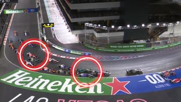 Los accidentes de Sainz y Alonso en la primera curva del circuito