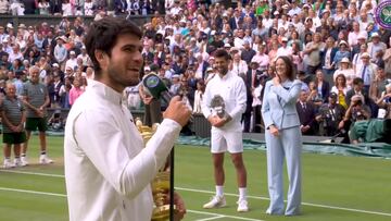 Cómo hacer reír a toda la Central tres veces en 40″: lo de Alcaraz cuando habló de Djokovic es para verlo en bucle